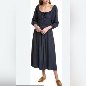 Madewell Sophia Twill Midi Dress Navy  Size Large